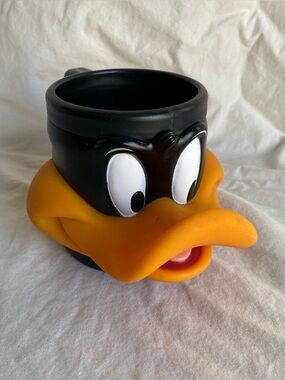 Vintage 1990s Daffy Duck 3D Coffee Cup/Mug-Warner Bros Vinyl Cup